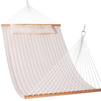 Lazy Daze Large Double Quilted Hammock, transparent background.#color_cream