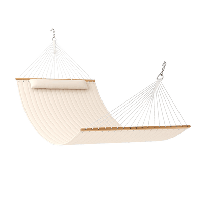 Lazy Daze Large Double Quilted Hammock, transparent background.#color_cream