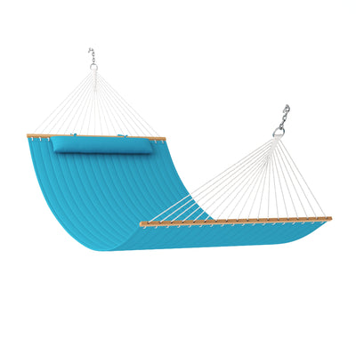 Lazy Daze large double quilted hammock in sky blue with soft texture displayed on a white background.#color_sky-blue