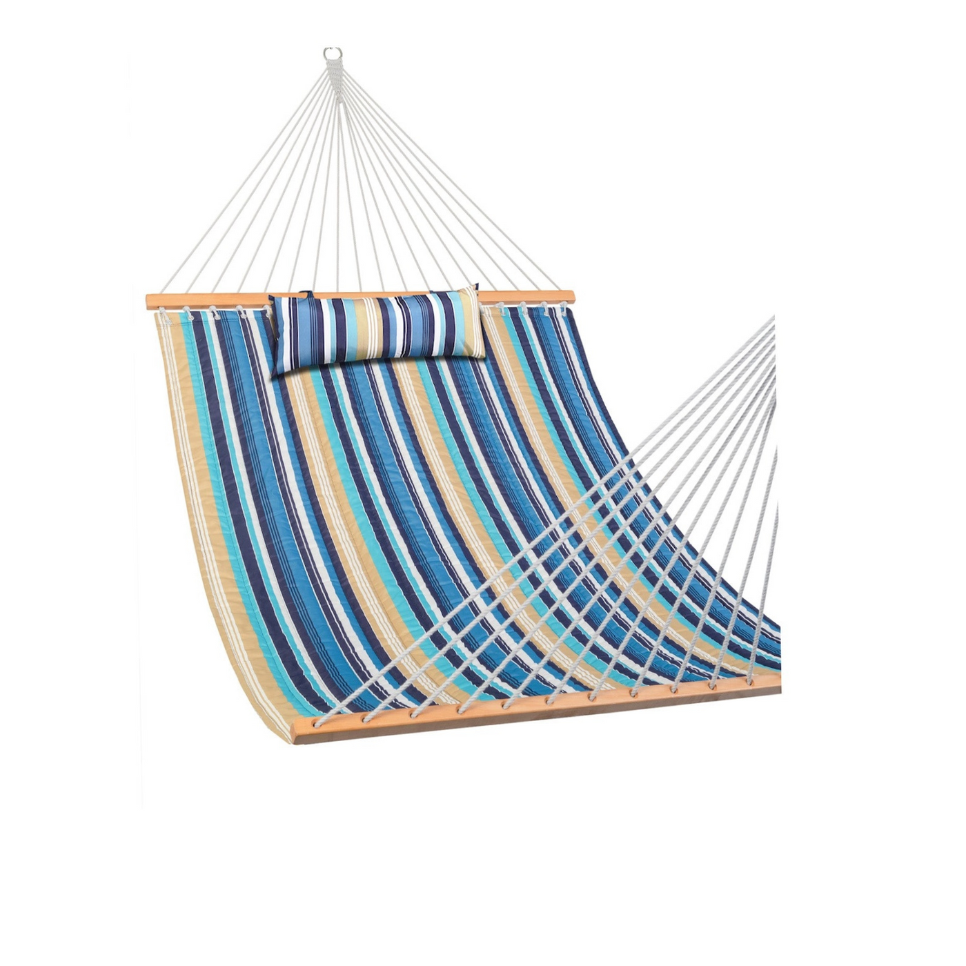 Lazy Daze Large Double Stripes Quilted Hammock in Beaches Stripes on a plain white background.#color_beaches-stripes