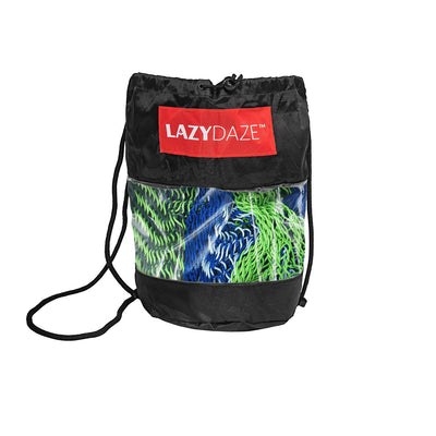 Lazy Daze hammock storage bag for the Mayan Family Hammock in blue and green stripes.#color_blue-and-green-stripes