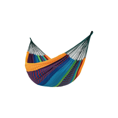 Lazy Daze Mayan Family Hammock in rainbow color on a plain white background.#color_rainbow