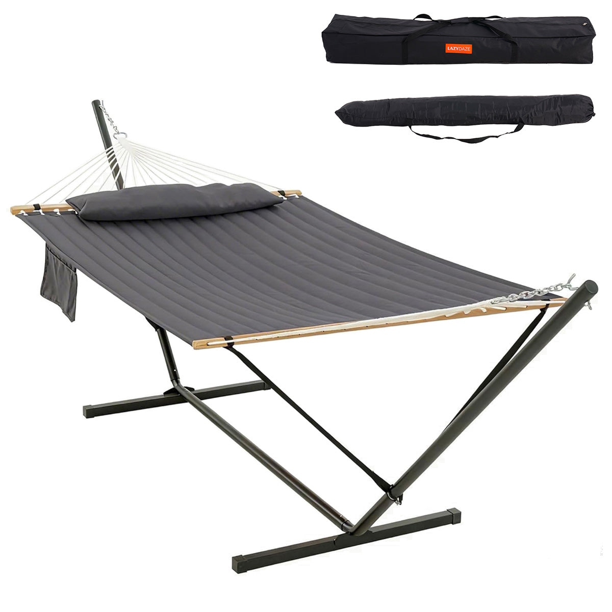 Hammock with Stand - 12 FT Cloud-Soft Quilted Fabric Hammock for