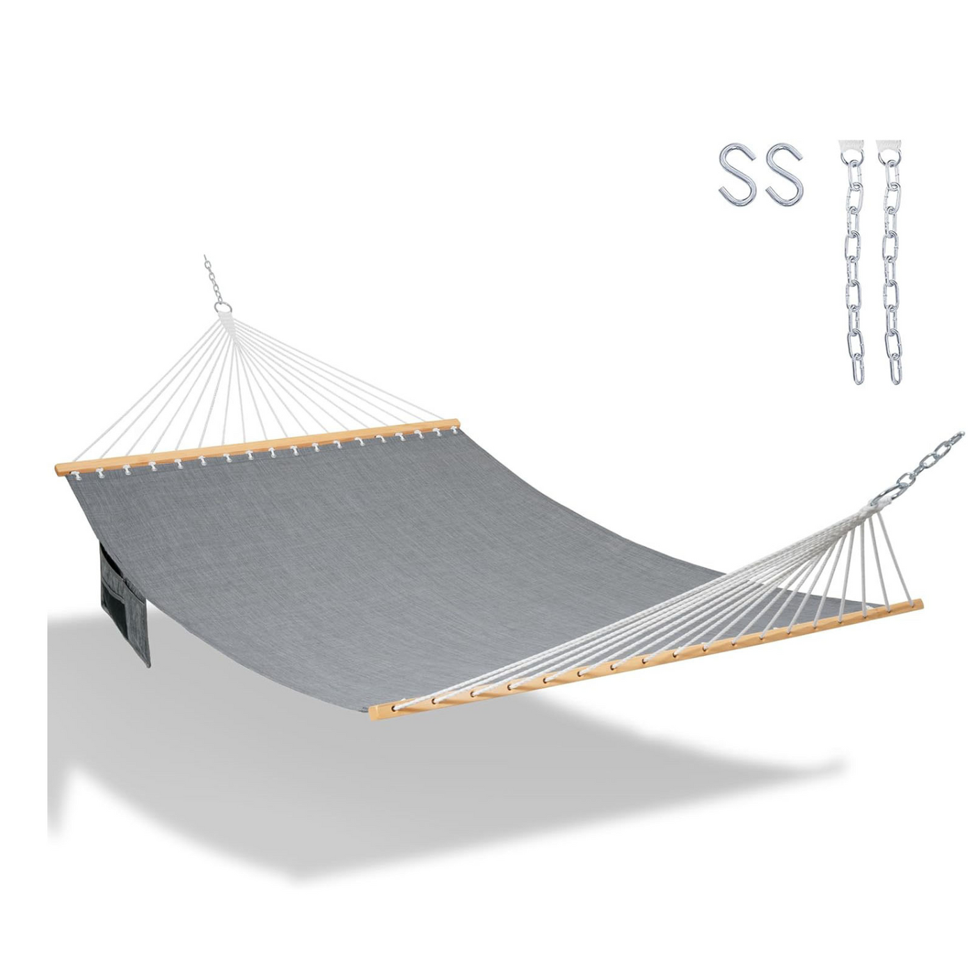 Lazy Daze Quick Dry Hammock with Olefin Blend Textilene in Gray, ideal for outdoor relaxation.#color_gray