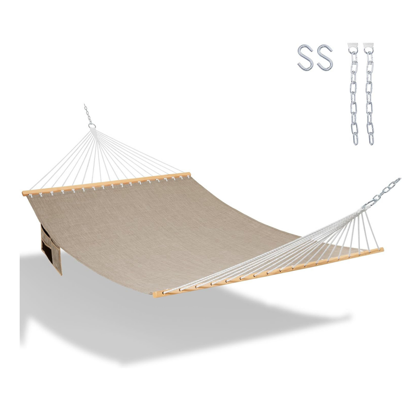 Lazy Daze Quick Dry Hammock with Olefin Blend Textilene in Khaki, perfect for outdoor relaxation. #color_kahki