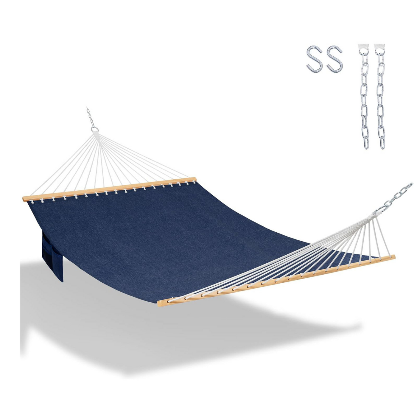 Lazy Daze Quick Dry Hammock with Olefin Blend Textilene in Navy Blue, designed for outdoor comfort.#color_navy-blue