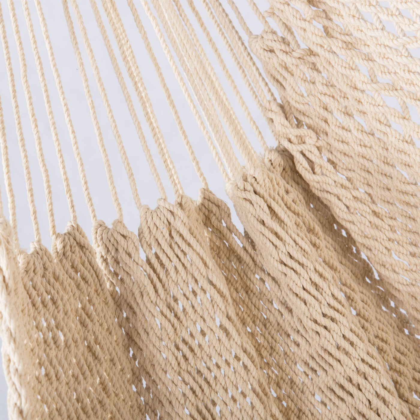 Close-up of Lazy Daze hammock chair’s breathable and comfortable mesh design.#color_natural