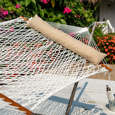 Lazy Daze hammock cotton ropes without cushion, strong and durable for support.#color_tan-pillow