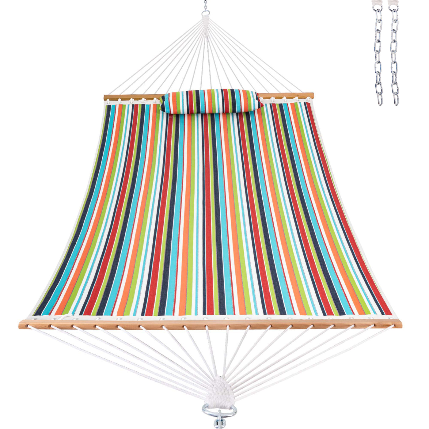 Lazy Daze Sunbrella Double Quilted Hammock in Carousel Confetti displayed on a white background.#color_carousel-confetti