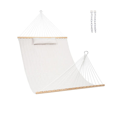 Lazy Daze Sunbrella Double Quilted Hammock in Cream against a white background.#color_cream