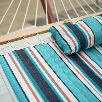 Close-up of the comfort Sunbrella fabric on the Lazy Daze Sunbrella Double Quilted Hammock.#color_#color_gateway-mist