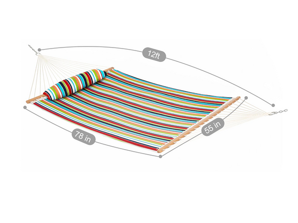 Lazy Daze Sunbrella Double Quilted Hammock dimensions and size details.