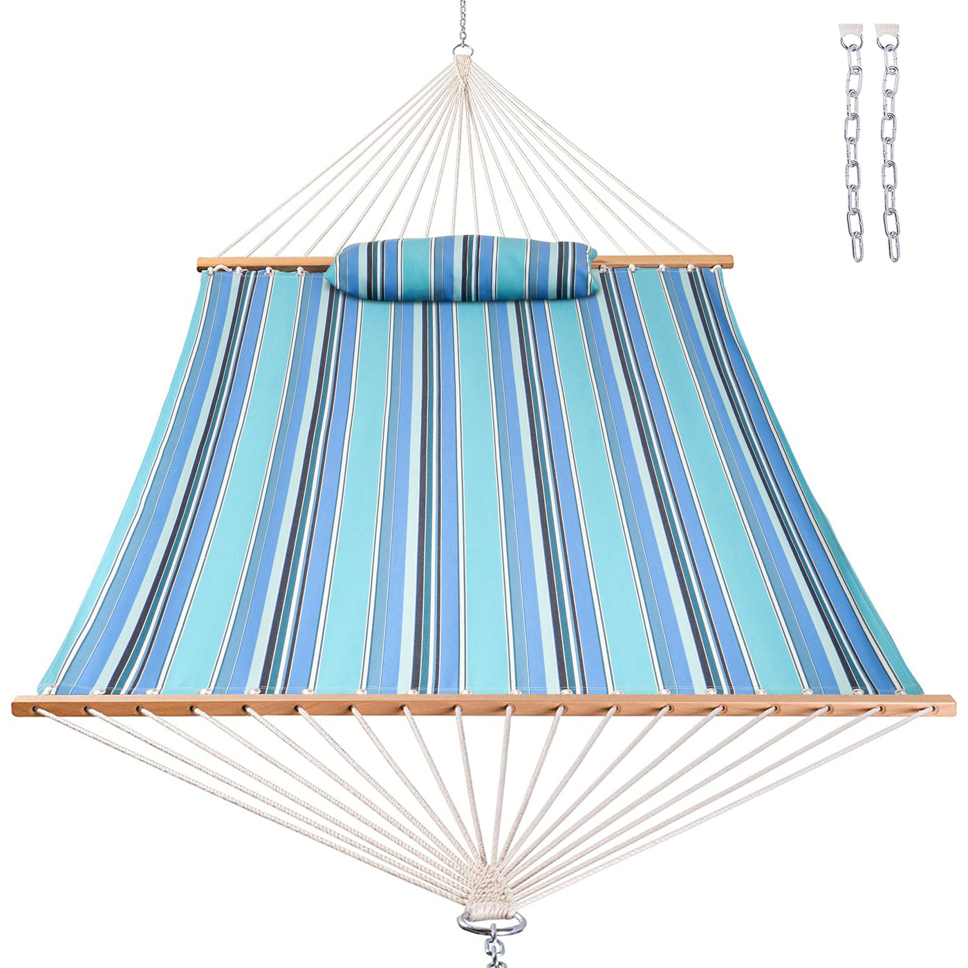 A second angle of Lazy Daze Sunbrella Single-layer Hammock in Gateway Mist on a white backdrop.#color_gateway-mist