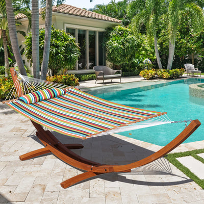 Lazy Daze Sunbrella Single-layer Hammock in orange, placed elegantly by the pool for relaxation.#color_orange