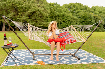 lazy daze Cotton_Rope_Hammock_Stand_Pad_And_Pillow_Combo