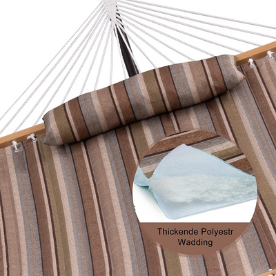 Cotton Rope Hammock, Stand, Pad and Pillow Combo#color_taupe-stripes