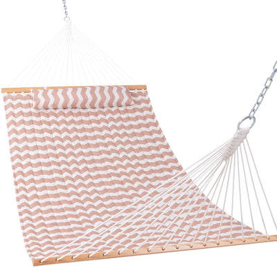 Large Double Quilted Hammock with Detachable Pillow#color_beige-chevron 