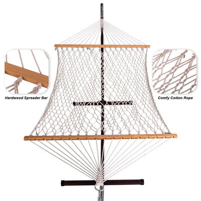 Cotton Rope Hammock, Stand, Pad and Pillow Combo