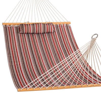 Large Double Quilted Hammock with Detachable Pillow#color_sienna-stripes
