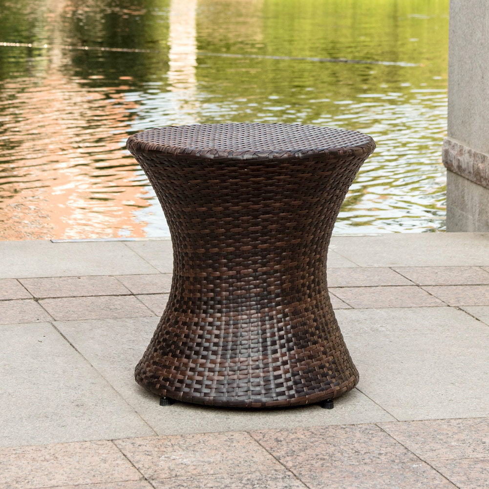 Hourglass Wicker Side Table#color_variegated-brown