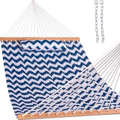 Large Double Quilted Hammock #color_blue-chevron