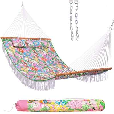 Deluxe Classic Polyester Quilted Hammock with Finging