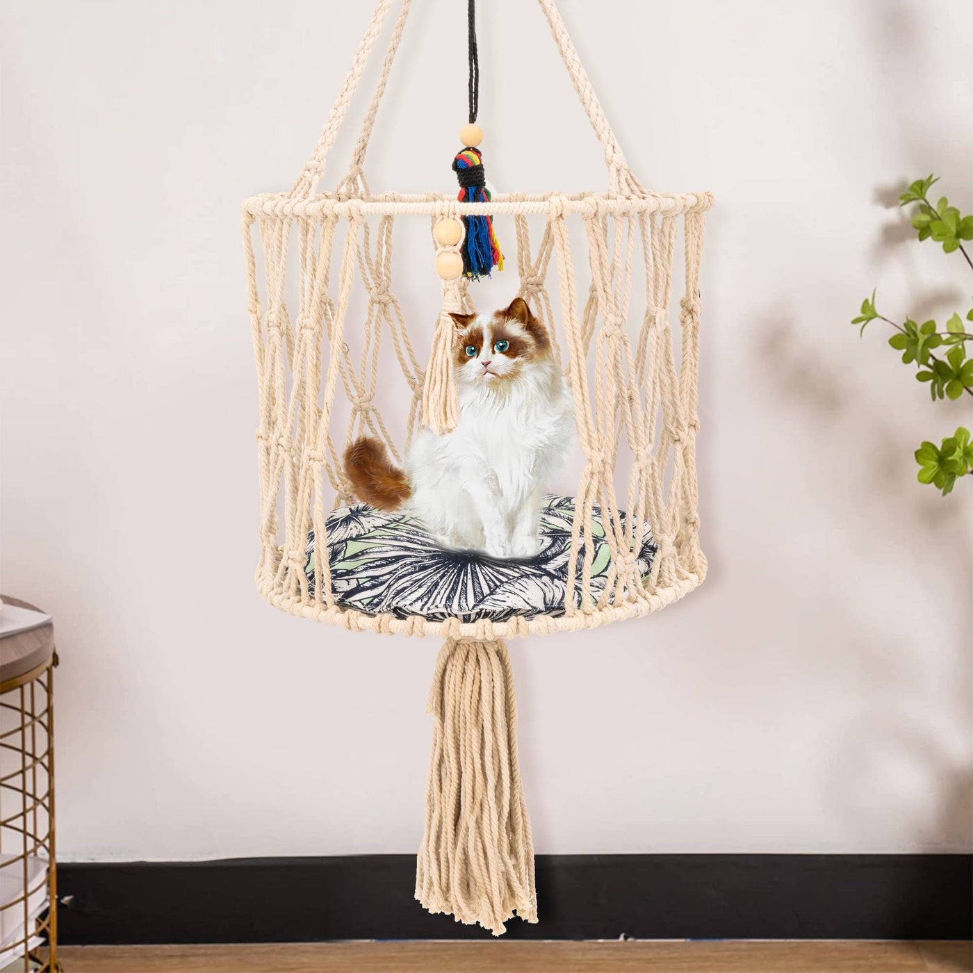Macrame Cat Hammock Include Cushion and Hanging Kit