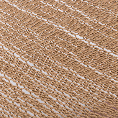 Close-up of the soft-spun polyester cord on the Lazy Daze Caribbean Rope Hammock in Tan, providing durability.#color_tan