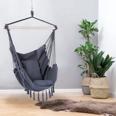 Hammock Chair Macrame Swing With Hardware Kits#color_grey