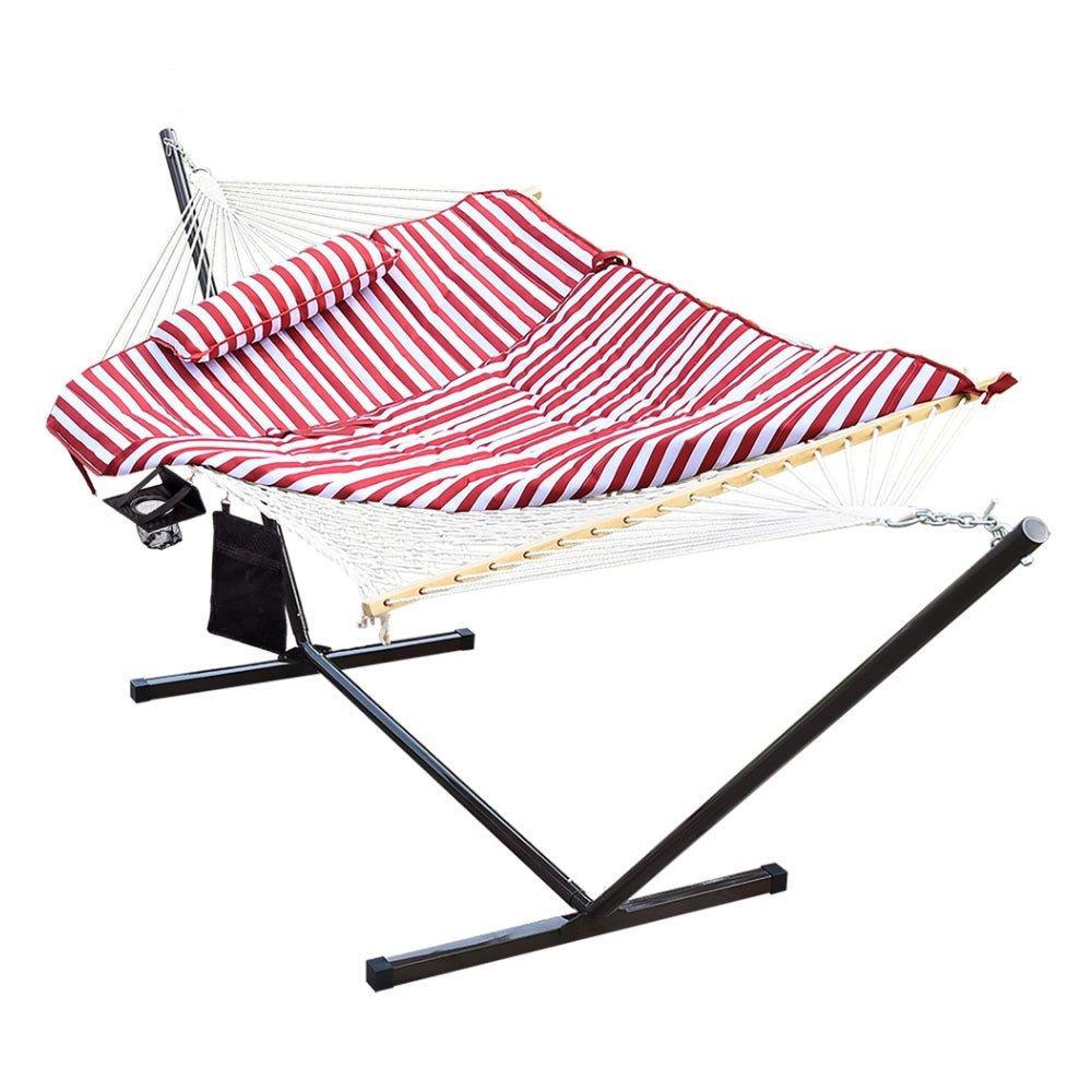 Cotton Rope Hammock, Stand, Pad and Pillow Combo