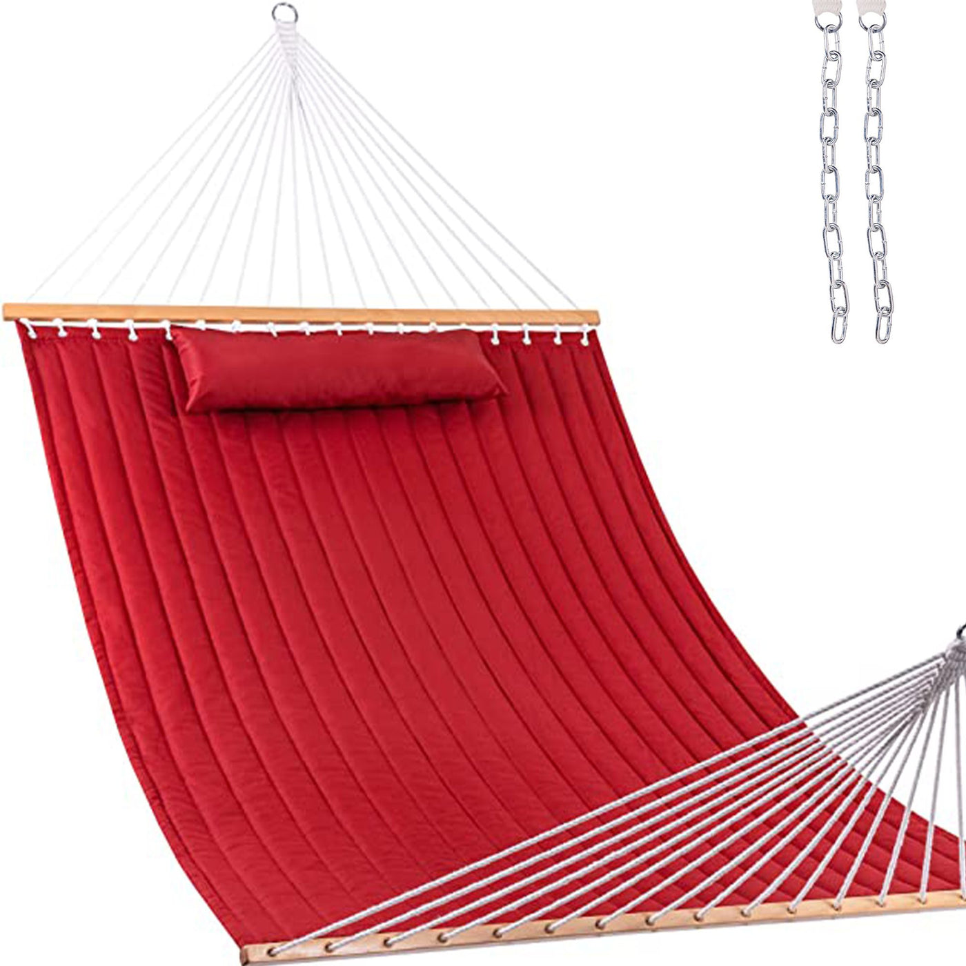 Large Double Quilted Hammock with Detachable Pillow#color_burgundy